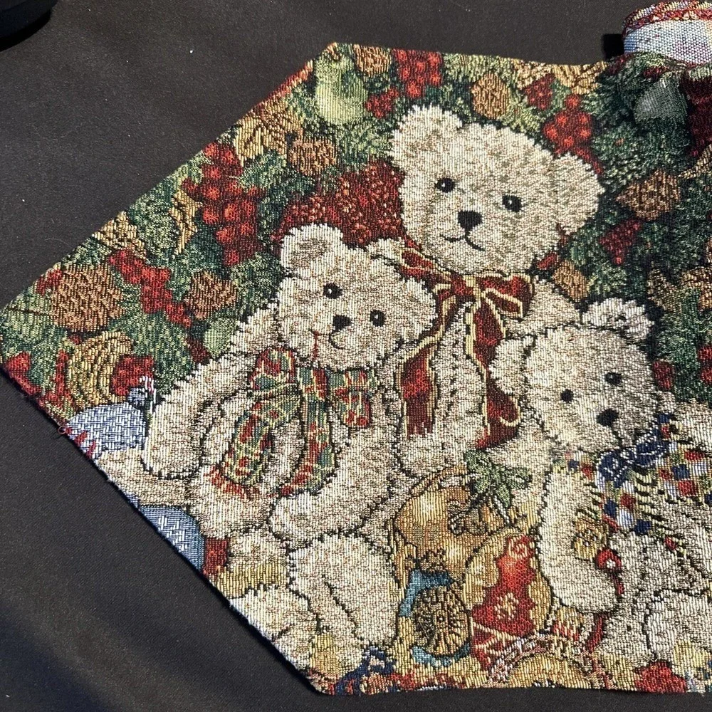 Violet Linen‎ Christmas Tapestry Teddy Bear Table Festive Runner Holiday 68x12